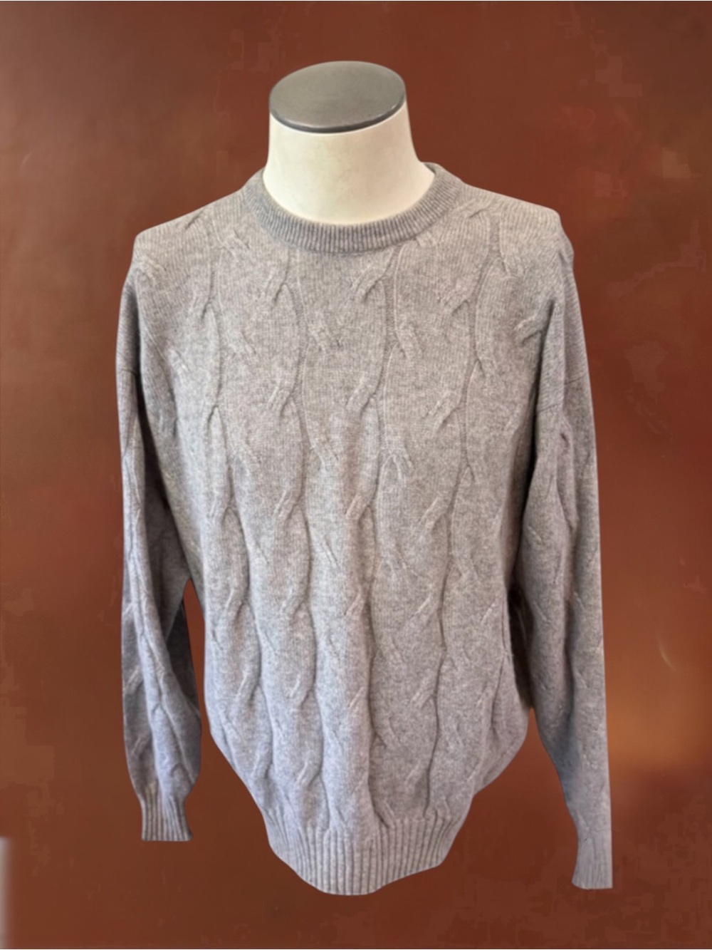 Tuttle Golf Collection 100% Cashmere Braided Grey Sweater Large Scotland